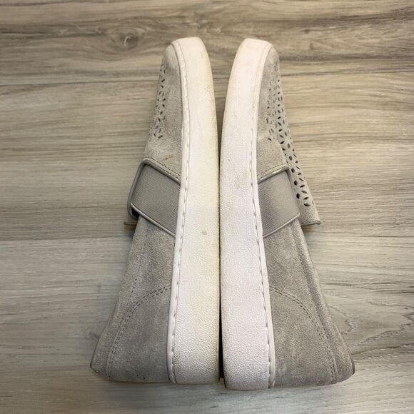 Vionic Slip On Sneakers Gray Laser Cut Perforated Suede Shoes Flat Womens Size 7 - Picture 2 of 10